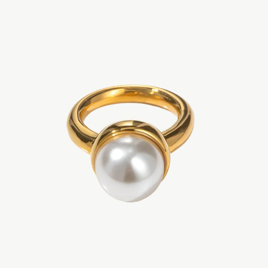 18K Gold Pearl Drop Ring - Salt Lily