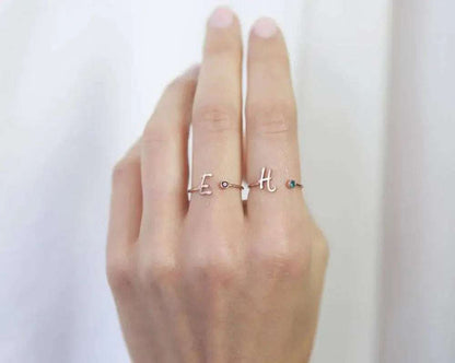 Birthstone & Initial Ring - Salt Lily