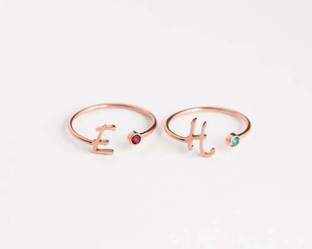 Birthstone & Initial Ring - Salt Lily