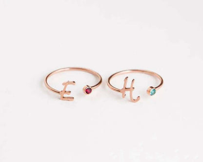 Birthstone & Initial Ring - Salt Lily