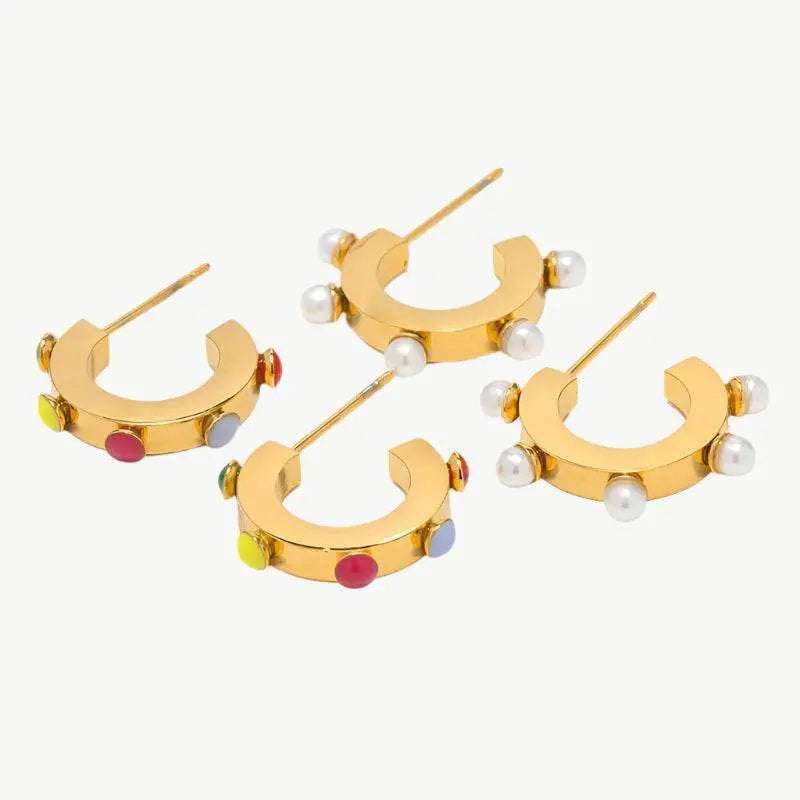 C Block Inlaid Earrings - Salt Lily
