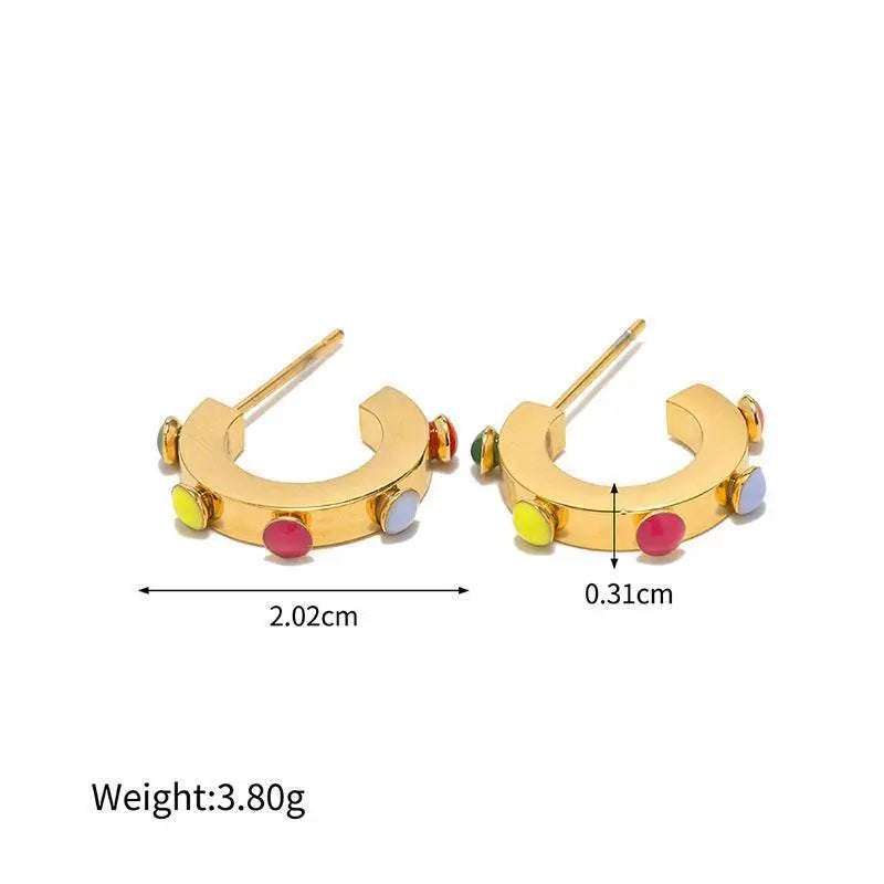 C Block Inlaid Earrings - Salt Lily