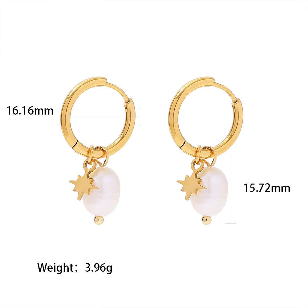 Natural Freshwater Pearl Star Pendant Earrings - Salt Lily