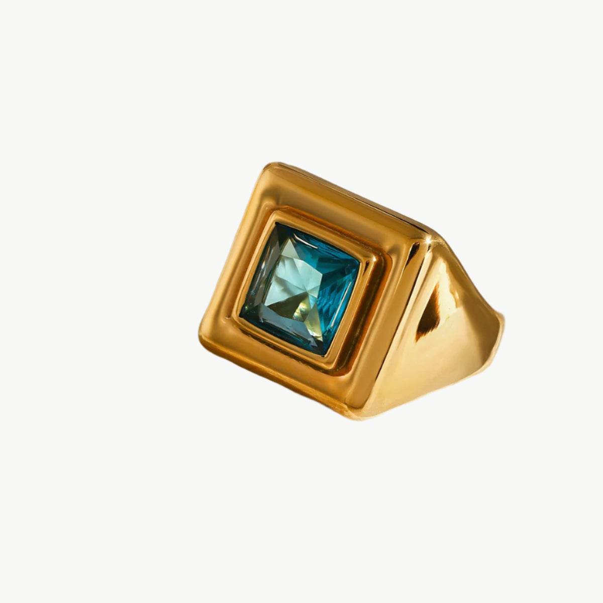 The Nova Ring – Square Gemstone in Gold - Salt Lily