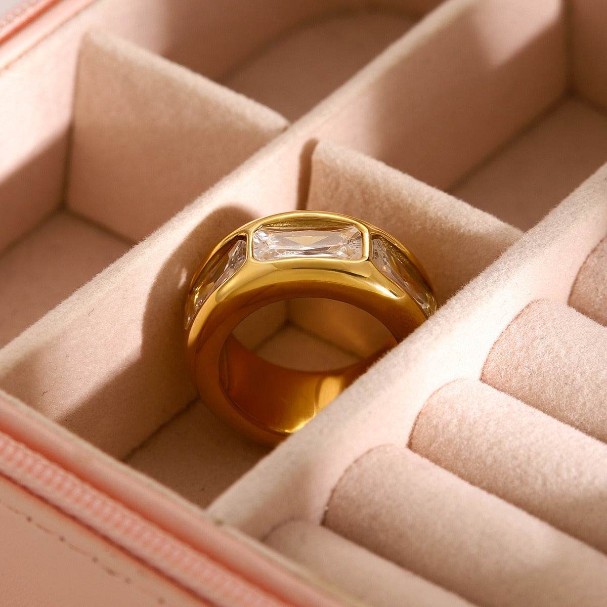Trio Gem Wide Band Ring - Salt Lily