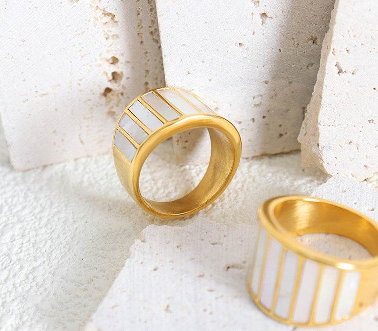 The Prism Band Ring – Mother of Pearl & Gold - Salt Lily