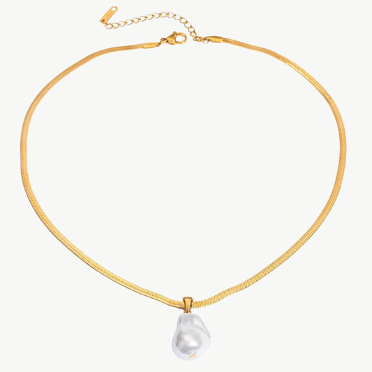 Pearl & Snakebone Chain Necklace - Salt Lily