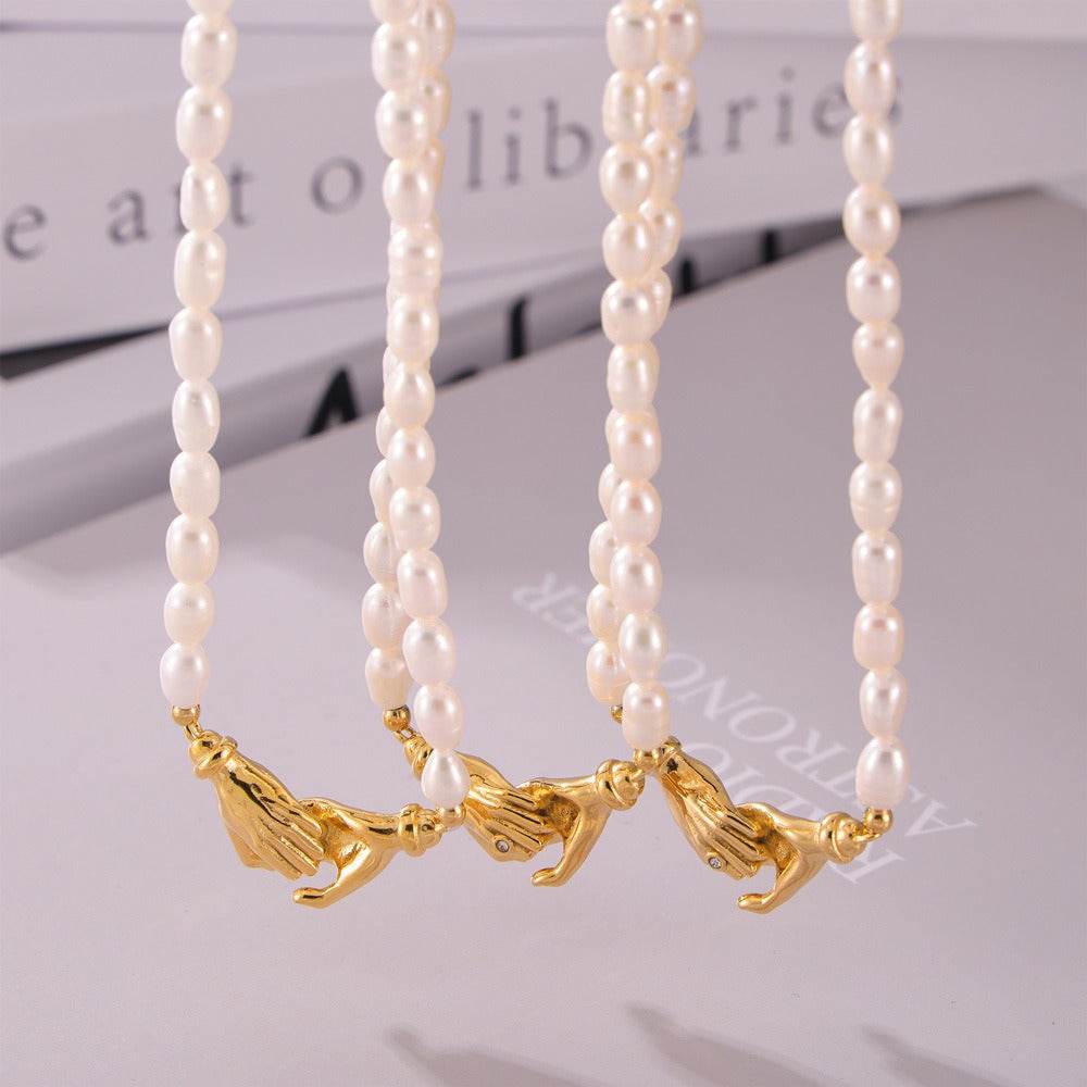 The Holding Hands Pearl Necklace - Salt Lily