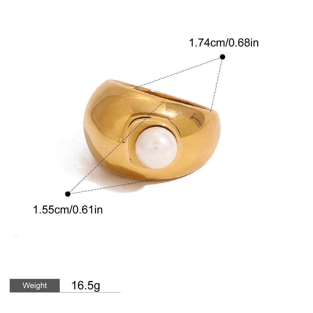 Pearl Inlay Gold Ring - Salt Lily