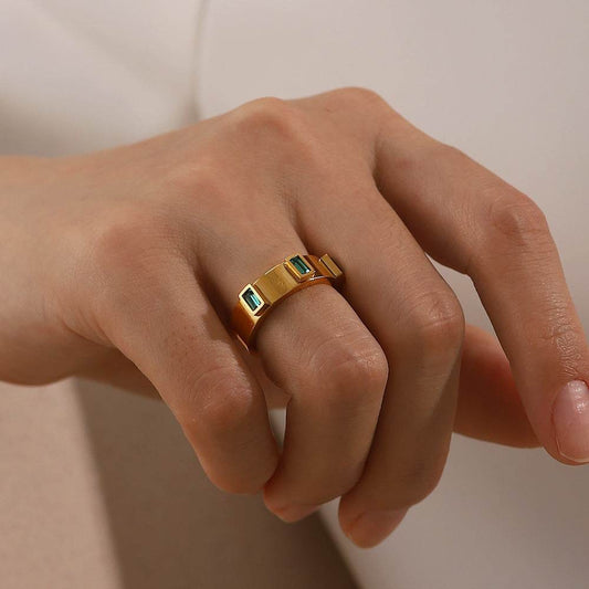 Green Baguette Ring - Salt Lily