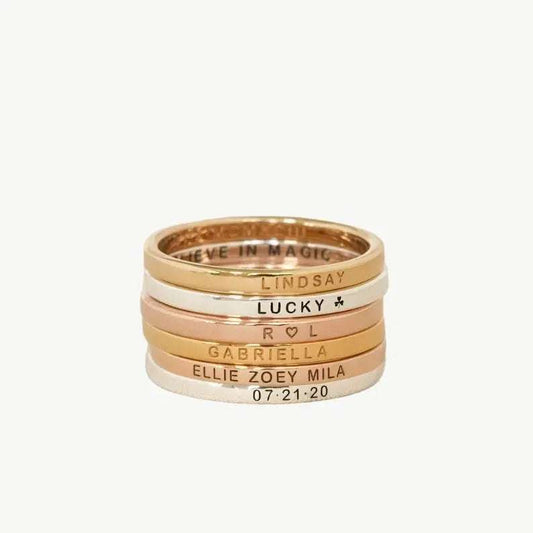 The Stacked Name Ring – Custom Engraved Band - Salt Lily