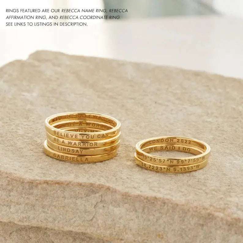 The Stacked Name Ring – Custom Engraved Band - Salt Lily