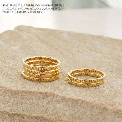 The Stacked Name Ring – Custom Engraved Band - Salt Lily