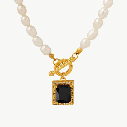 Pearl & Gem Drop Necklace - Salt Lily