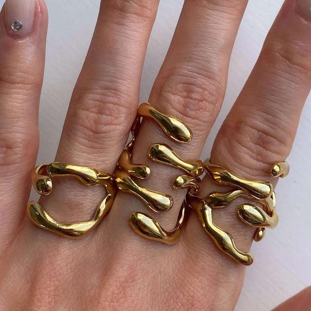 Nature Vine Stackable Adjustable Ring - Salt Lily