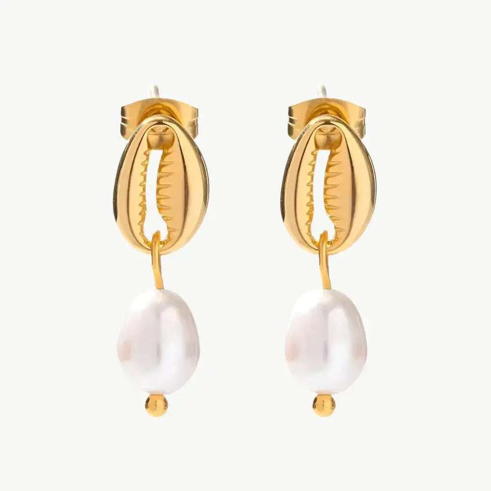 Gold Shell Earrings - Salt Lily