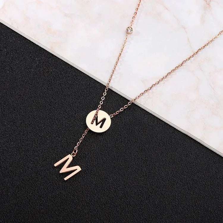 Initial Spark Necklace – Double Charm Custom Piece - Salt Lily