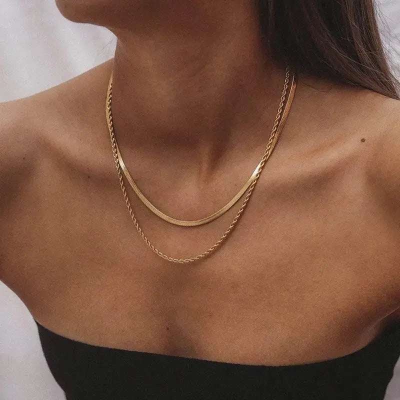 Two Layer Gold Necklace - Salt Lily