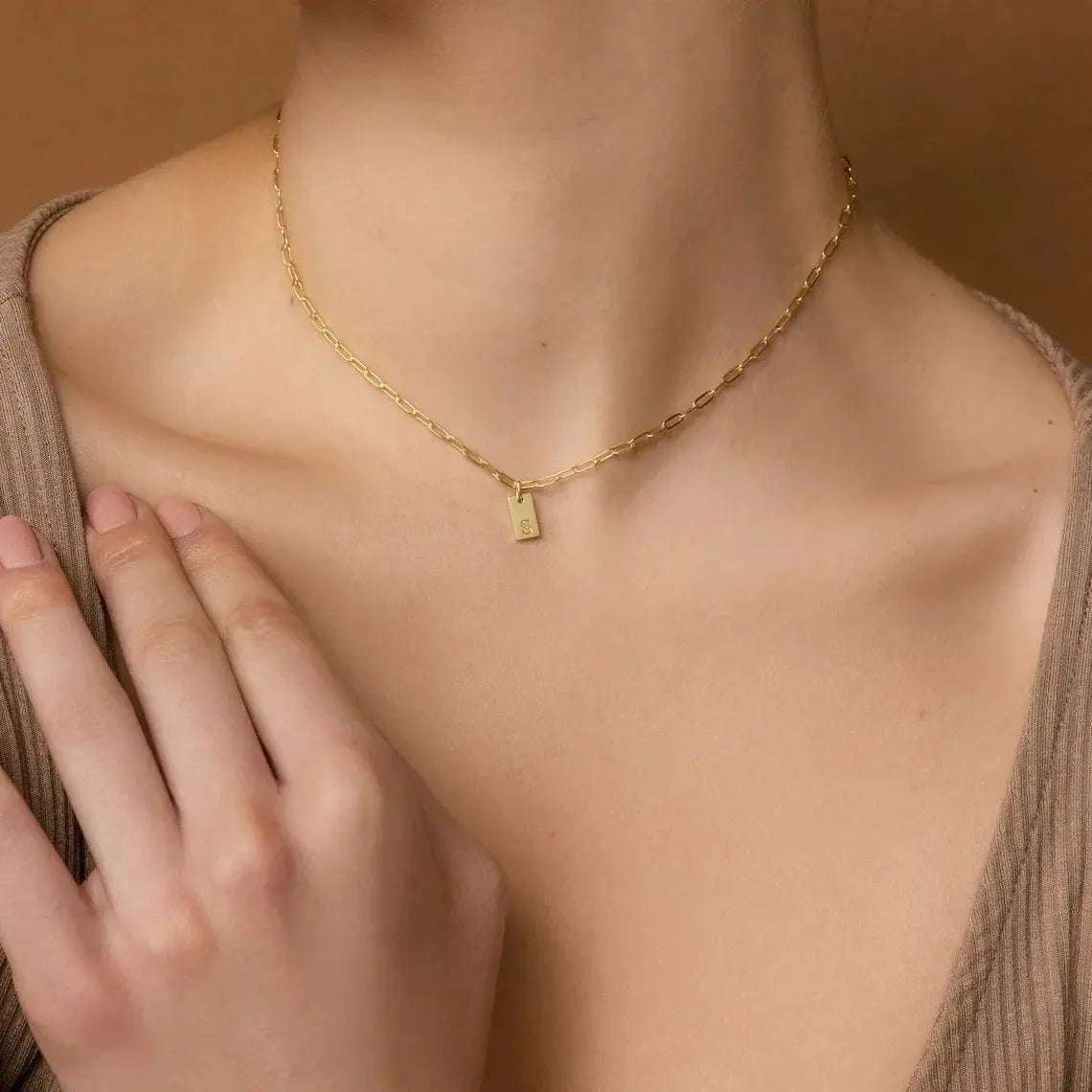 Modern Monogram Necklace - Custom Letter Necklace - Salt Lily