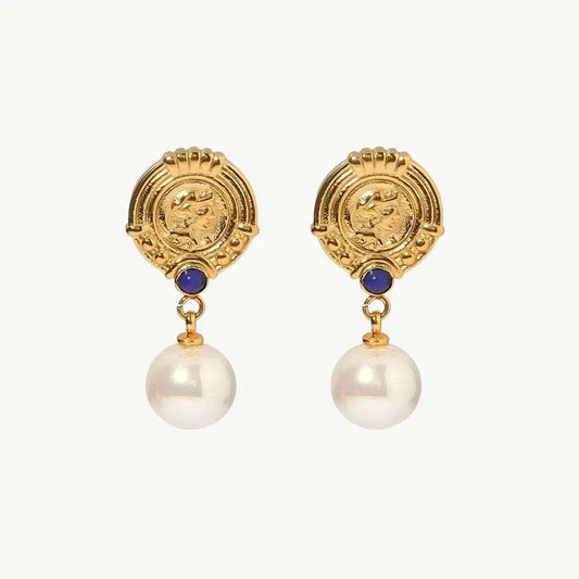 Retro Pearl & Gemstone Studs - Salt Lily