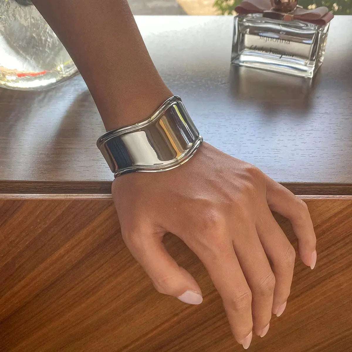 Sculpted Bold Cuff - Salt Lily