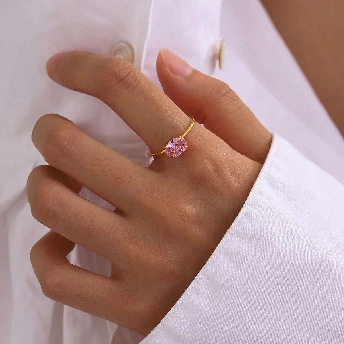 Solara Gemstone Pop Ring - Salt Lily