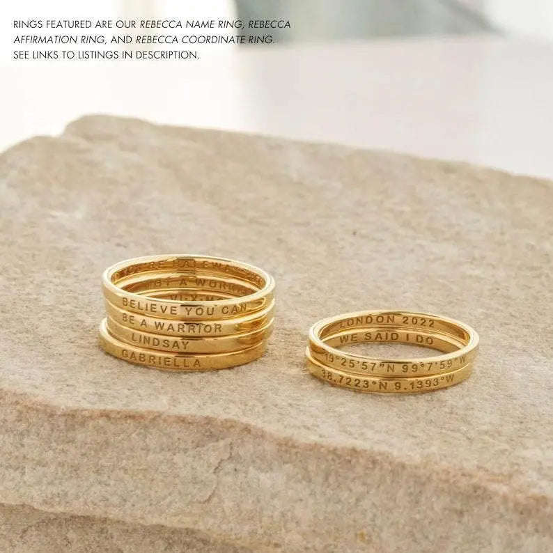 The Custom Engraved Stacked Name Ring - Salt Lily