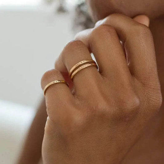 The Custom Engraved Stacked Name Ring - Salt Lily