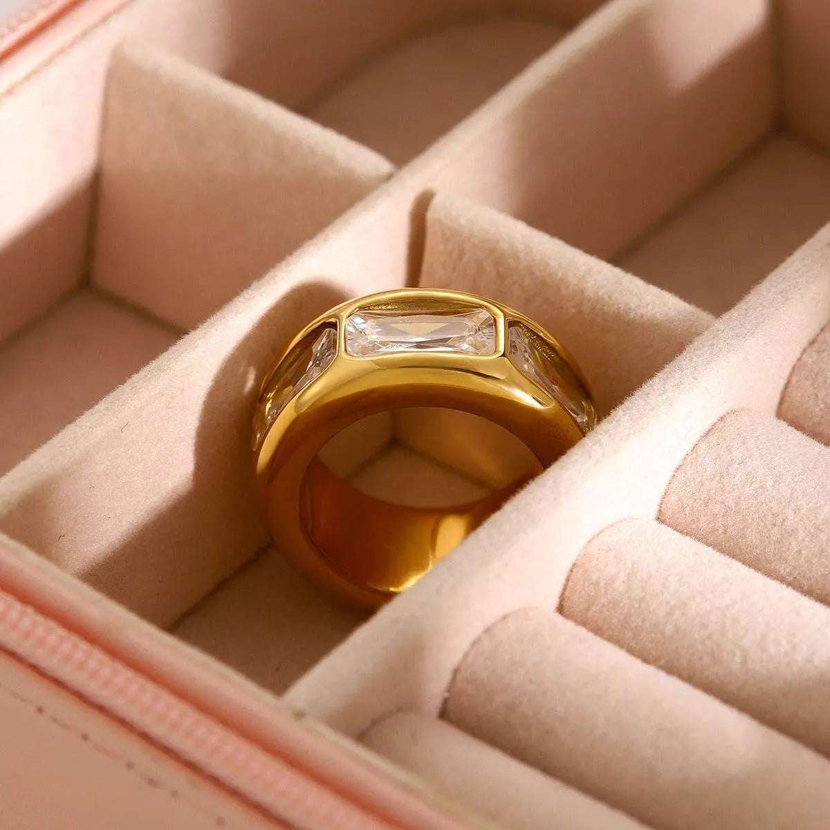 Trio Gem Wide Band Ring - Salt Lily