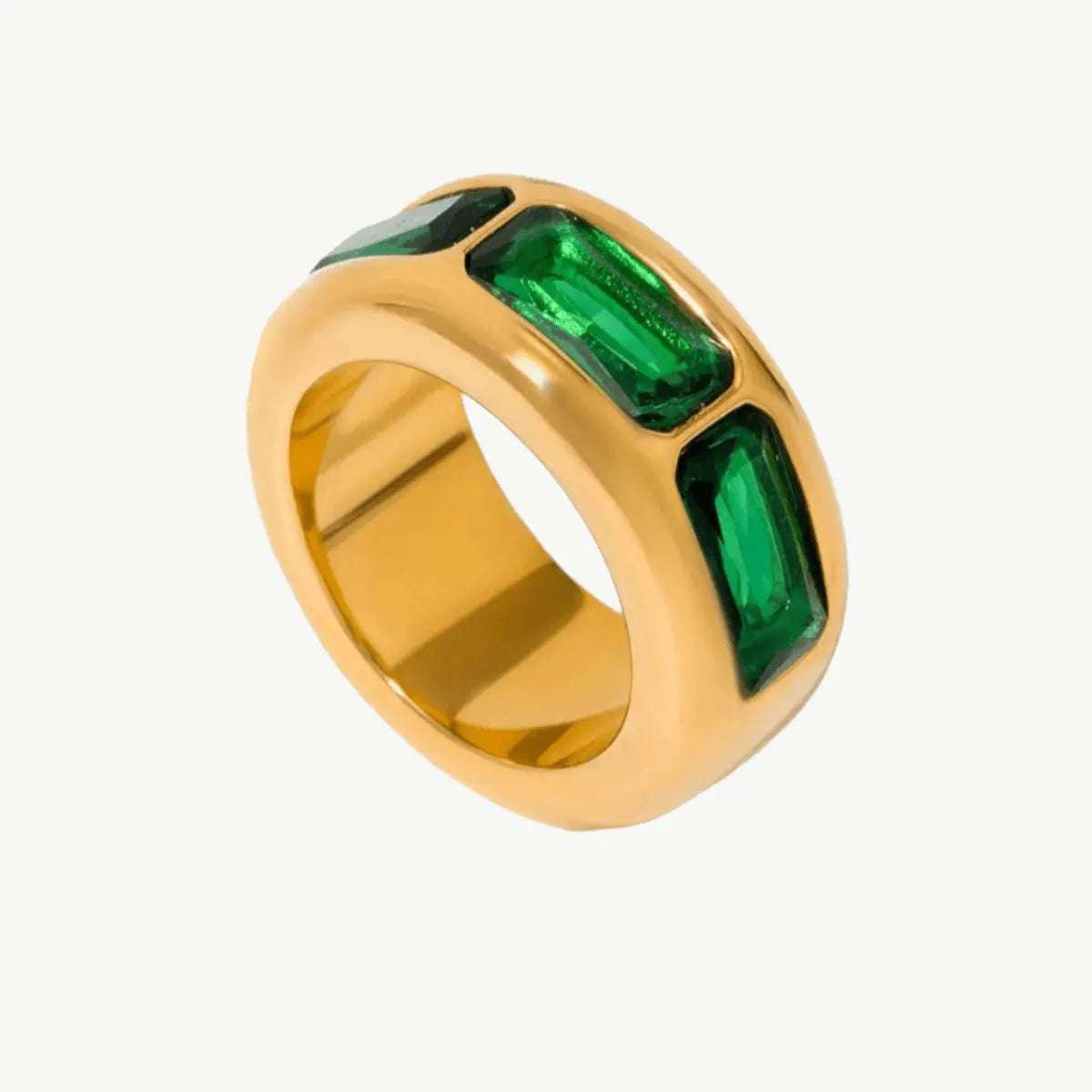Trio Gem Wide Band Ring - Salt Lily